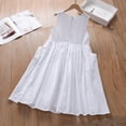 thumbnail image 4 of LYMAYTER Kids Girls Dresses Summer Solid Colour Sleeveless Princess Dress Toddler Cotton Casual Skirt for 2-9 T, 4 of 9