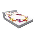 thumbnail image 2 of Ambesonne Colorful Fitted Sheet & Pillow Sham Set, Butterfly with Herbs, Full, Multicolor, 2 of 2