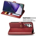 thumbnail image 4 of Wallet Case for Samsung S22 Ultra Magnetic Clasp Folio Kickstand Premium Leather Case with Hand Strap, [RFID Blocking] Credit Card Slots Shockproof TPU Inner Cover for Samsung Galaxy S22 Ultra, Red, 4 of 9