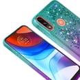 thumbnail image 4 of Motorola Moto E7 Power Case, with Tempered Glass Screen Protector SOGA Diamond Liquid Quicksand Cover Cute Girl Women Phone Case - Teal / Purple, 4 of 5