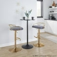 thumbnail image 3 of LumiSource Gold Metal, Grey Velvet Charlotte Glam Adjustable Barstool - Set of 2, 3 of 10