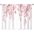 thumbnail image 6 of Pink Eucalyptus Botanical Leaves Floral Kitchen Window Curtains Over Sink Farmhouse Flower Leaf Small Window Treatment Cafe Short Curtains for Bathroom Treatment Tier Drapes 27.5x39 inch, 6 of 6
