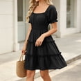 thumbnail image 6 of Summer Plus Size Dresses for Women 2026 Fashion Off Shoulder Ruffle Mini Dress Casual A Line Dress Solid Ladies Beach Vacation Sundresses, 6 of 10