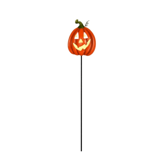 Metal Pumpkin Yard Stake Orange Single Pack Halloween Outdoor Yard Decor