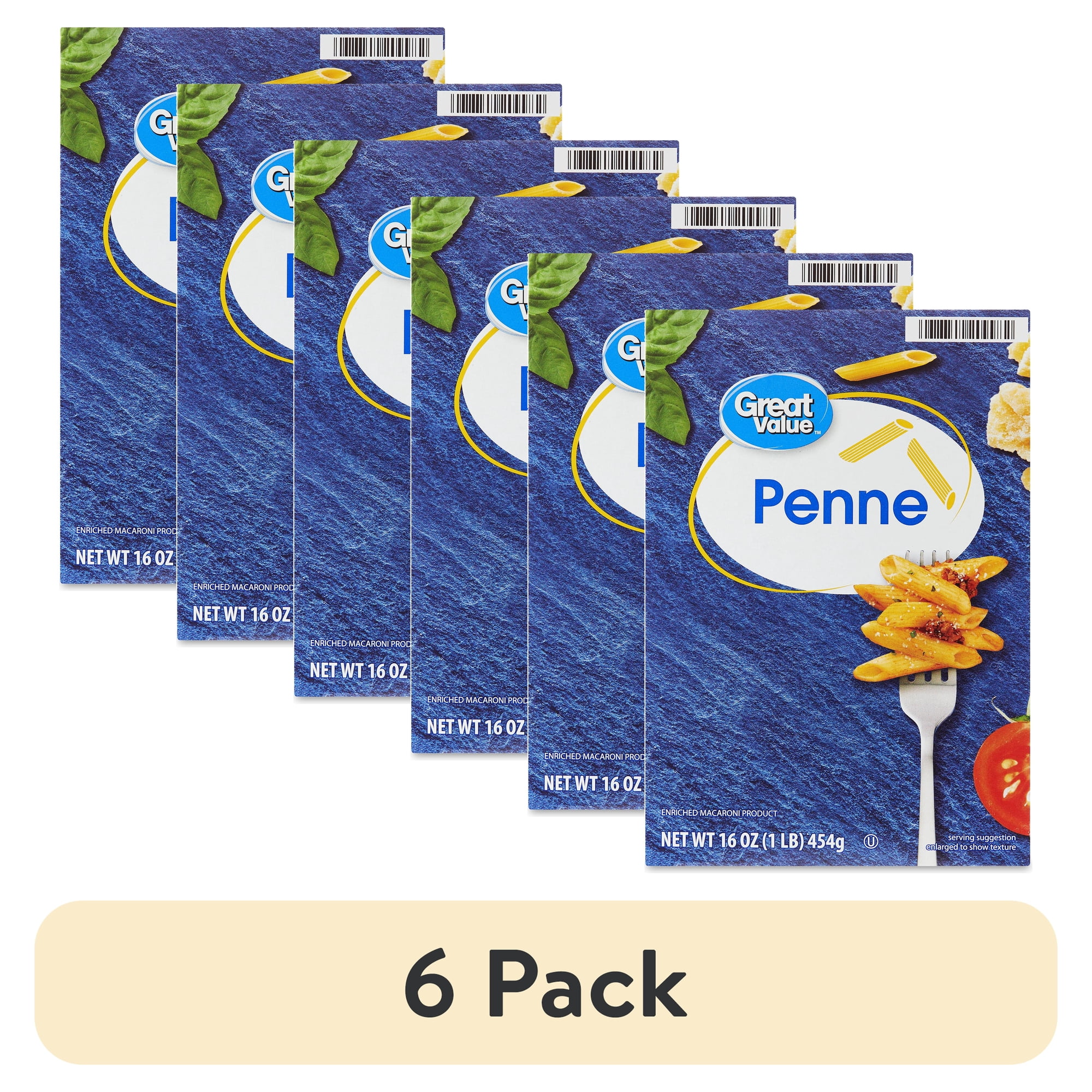 (6 pack) Great Value Penne Pasta, 16 oz
