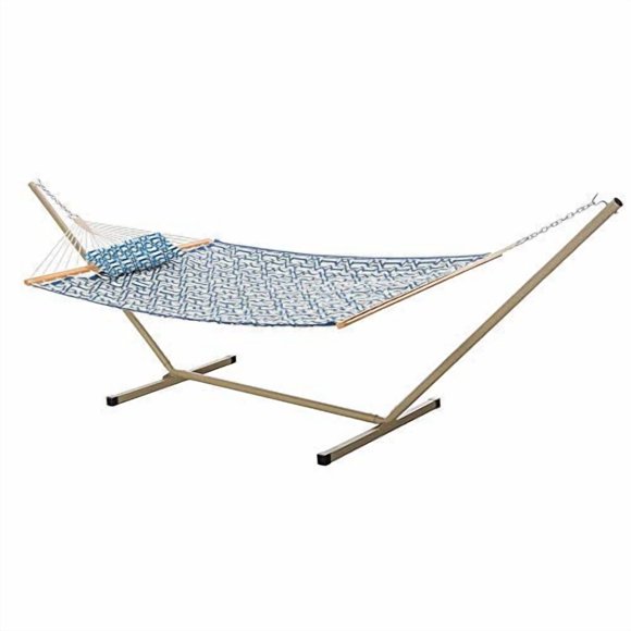 Castaway Living Grand Hamac Matelassé pour 2 Personnes avec Support Démontable Gain de Place et Oreiller Amovible - Marine, Construction Robuste, 10 Pi x 52 Po, Capacité de 350 lbs