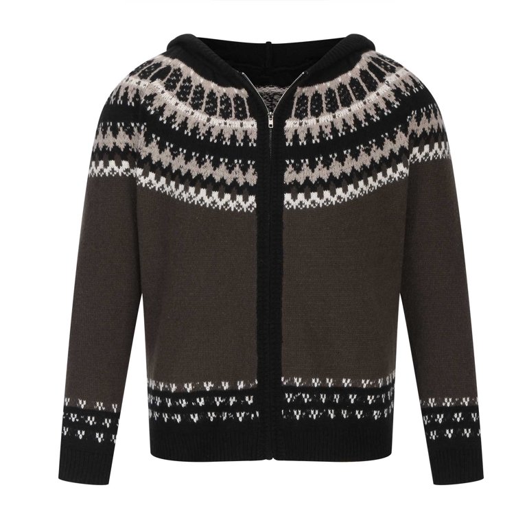 jsaierl Hooded Cardigan Sweaters for Men Knit Full Zip Retro Print Outwear  Long Sleeve Cozy Sweater Jacket
