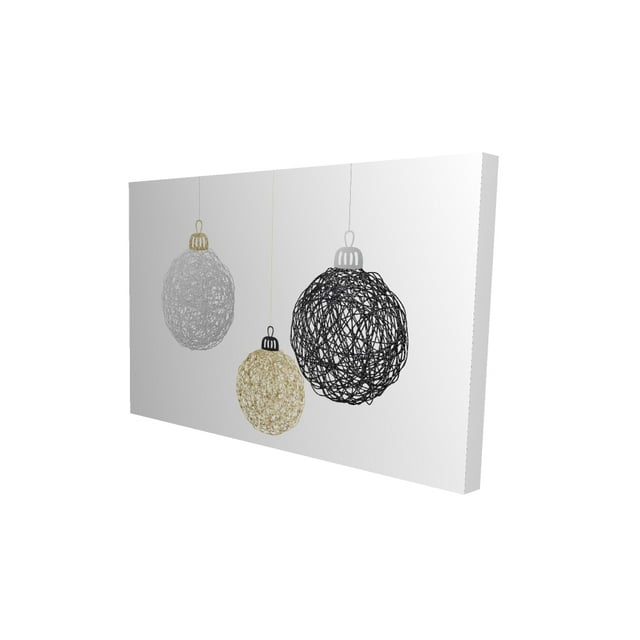Trois Boules de Noël - Toile 24"x36 Pouces - Impression sur Demande