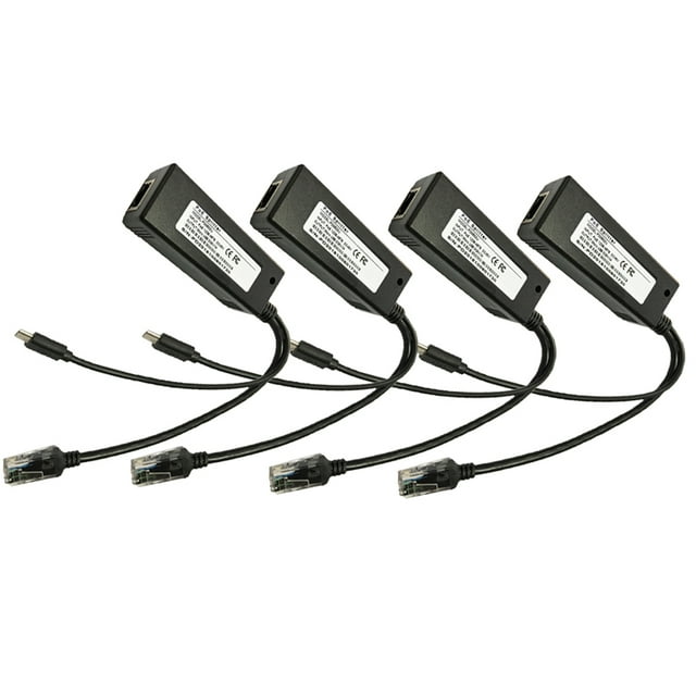 Paquete De 4 Adaptador De Divisor PoE Activo 5V 2A 802.3af Compatible Con Micro USB 48V A 5V / 2A / 10W Para Pi, IPC, Cámara IP, Tablet