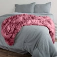 thumbnail image 2 of Lavish Home 60x80-Inch Ruched Faux Fur Blanket for Sofas and Beds (Pink), 2 of 7