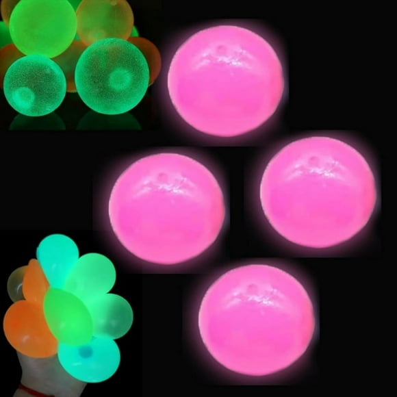 DEBGFS Glorbs Balls  12 Pack Glows In the Dark Ceiling Balls  Super Soft Sticky Glows Balls  Bounce Back Colorful Fidget Toys  Sensory Toys Jumping Stress Relief Balls  for Adults & Kids