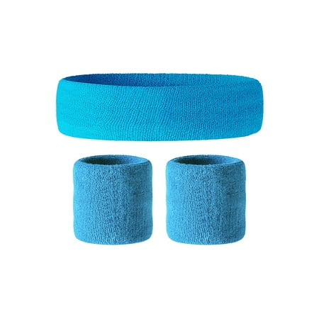 Awkward Styles Sweatband Set Yoga Wristband and Headband Perfect for Basketball Tennis Gym Running Fitness 80s Party Accessories or 4th of July Party Accessories - Retro Style Soft Cotton
