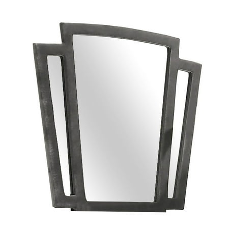 Tapered Fabric Frame Mirror with Mounting Hardware, Dark Gray- Saltoro Sherpi