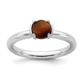 thumbnail image 1 of 925 Sterling Silver Tiger Eye Stackable Ring Gemstone Natural Stone Shell Wood, 1 of 7