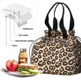 thumbnail image 4 of Brown and Brown Leopard Print Drawstring Insulated Lunch Bag for Women, Stain-Resistant Large Lunch Tote with Multi-Pockets for Work Office, 4 of 6