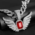 thumbnail image 3 of Hip Hop Cuban Chains Red Gemstone Wing Pendant Diamond Cuban Necklace for Men and Women 15mm Necklaces Jewelry Iced Out Bling Chain, 3 of 6