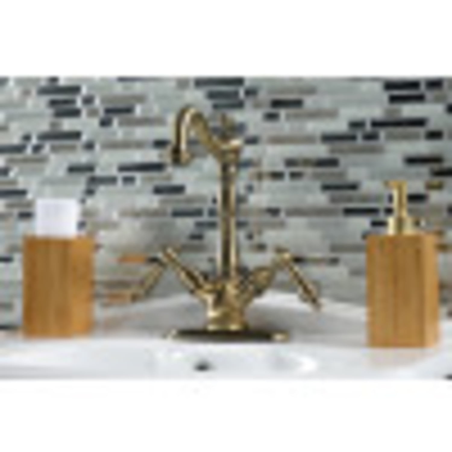 Kingston Brass KS1493AL Heritage 2-Handle Vessel Standard Mount Bathroom Faucet, Antique Brass