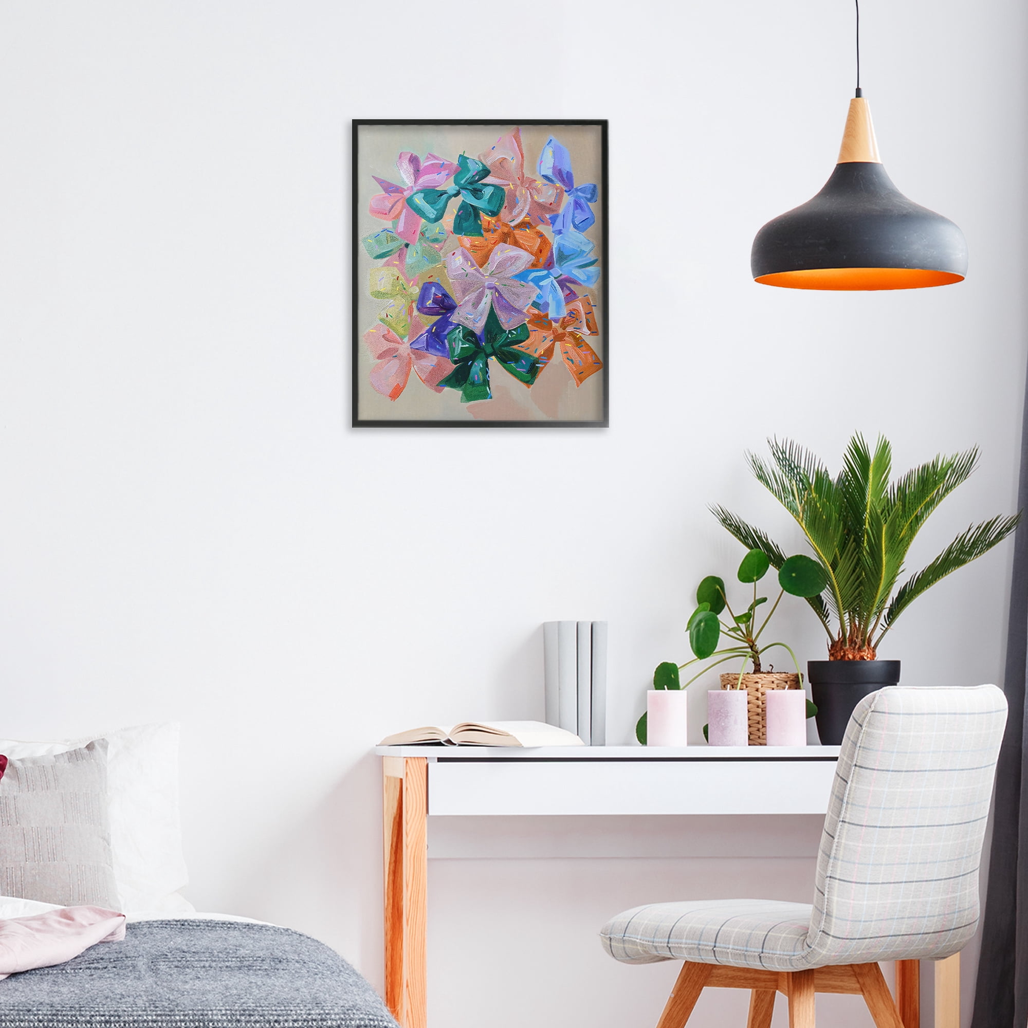 Stupell Industries Bright Bows Cluster with Sprinkles Black Framed Giclee Art, design by The Prints Vibe