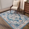 thumbnail image 2 of 1Pc Vintage Distressed Floral Rug - Durable & Easy-Care Perfect For Entryway Kitchen & Beyond - Anti-Slip Fade-Resistant Indoor Mat - Stylish Addition To Bathroom Doormat Be, 2 of 5