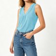thumbnail image 4 of idosla Boho Tops for Women Teen Girl Trendy Print V Neck Sleeveless Tank Tops Casual Basic Tees Lightweight Shirts Summer Clothes (Sky Blue, S), 4 of 6
