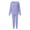 thumbnail image 6 of Babysbule Lounge Sets for Women Womens Ladies Round Neck Cable Knitted Warm 2PC Loungewear Suit Sets Tracksuit Homewear, 6 of 6