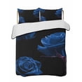 thumbnail image 2 of Blue Rose Twin Size Down Alternative Comforter, Lightweight Comforter Quilt Bedding Set with Pillow Shams Vintage Abstract Garden Flower Floral Black All Seasons Bed Comforter Duvet Insert 68"x86", 2 of 7