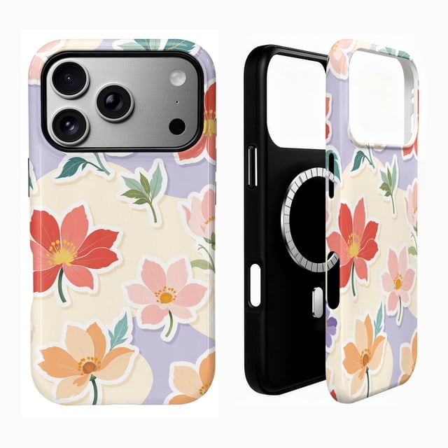 SKLYDDI Étui Esthétique Floral Mignon pour iPhone 13 Pro Max, Compatible avec MagSafe