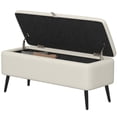 thumbnail image 1 of Cream White Linen Storage Ottoman Bench - 40” Entryway & Living Room Seating with Hidden Storage & Steel Legs, 1 of 7