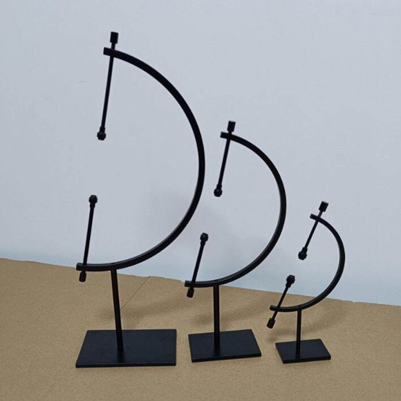 Sphere Holder Display Stand Ornament Glass Ball Home Living Room Holder for Living Room Black 15cmx8cmx31cm
