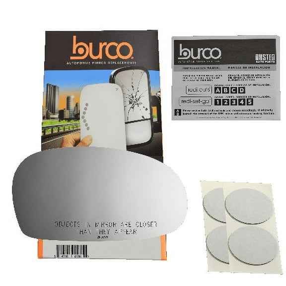 Fits 01-02 Rio / 98-01 Sephia / 00-01 Spectra, Right Passenger Mirror Glass Lens with Adhesive, USA, Without Backing Plate