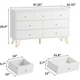 thumbnail image 3 of White Dresser for Bedroom, 7 Drawer Dresser with Wide Drawers and Gold Metal Handles, Wood Dressers & Chest of Hallway, Entryway., 3 of 7