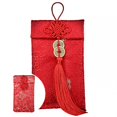 thumbnail image 1 of Propitious Clear Pattern Red Envelope Satin Auspicious Elegant Lucky Money Bag for New Year, 1 of 8