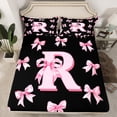 thumbnail image 2 of Castle Fairy Personalized Initial 3pcs Twin Sheet Sets,Dreamy Princess Twin Fitted Sheet,Black Pink Breathable Flat Sheet,Lightweight Kawaii Room Decor, 2 of 7