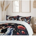 thumbnail image 6 of Ambesonne Cat Duvet Cover Set, Toasting Kitty Couple Moon Star, King, Indigo and Scarlet, 6 of 6