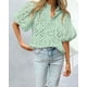thumbnail image 3 of Blusa PRETTYGARDEN para mujer con escote en V, encaje calado, talla S, verde, 3 of 8