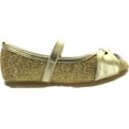 thumbnail image 2 of LITTLE ANGEL Girls TESHI-729D Toddler Girl's Glittering Middle Strap Studded Dress Flats, Gold, 3, 2 of 3
