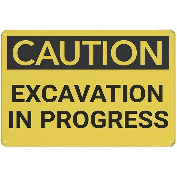 Caution Excavation in Progress Tin Sign 8"x12" - Great Wall Decor for Garden Yard, Excavation In Progress Sign
