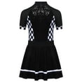 thumbnail image 4 of Moggemol Kids Girls Racing Driver Costume F1 Opening Cheerleading Uniform Sequins Short Sleeve Leotard Dress Black 8, 4 of 5