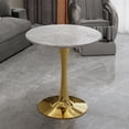 thumbnail image 5 of LiviNest Round Marble Coffee Table for Small Spaces: 1-Table 5+ Uses - Scratch & Stain-Proof Surface - Mid-Century Modern Gold Pedestal Base for Apartments & Studios, 5 of 6
