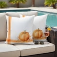thumbnail image 4 of Fall Outdoor Waterproof Pillow Covers, Orange Pumpkin Thanksgiving Autumn Stripe Leaf Decorative Square Throw Pillowcase Sofa Cushion Sham for Patio/Couch/Chair, 24"x24" 2 Pack, 4 of 8
