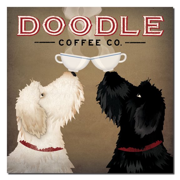Adorable White and Black Doodle Doodle Coffee Company Print by Ryan Fowler; One 12x12in Paper Poster Print
