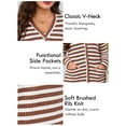 thumbnail image 4 of SHOWMALL Women's Plus Size Open Front Cardigan, Brown Stripe 3X Ribbed Long Sleeve Casual Sweater with Buttons and Pockets for Cozy Fall Winter Outfits, 4 of 7