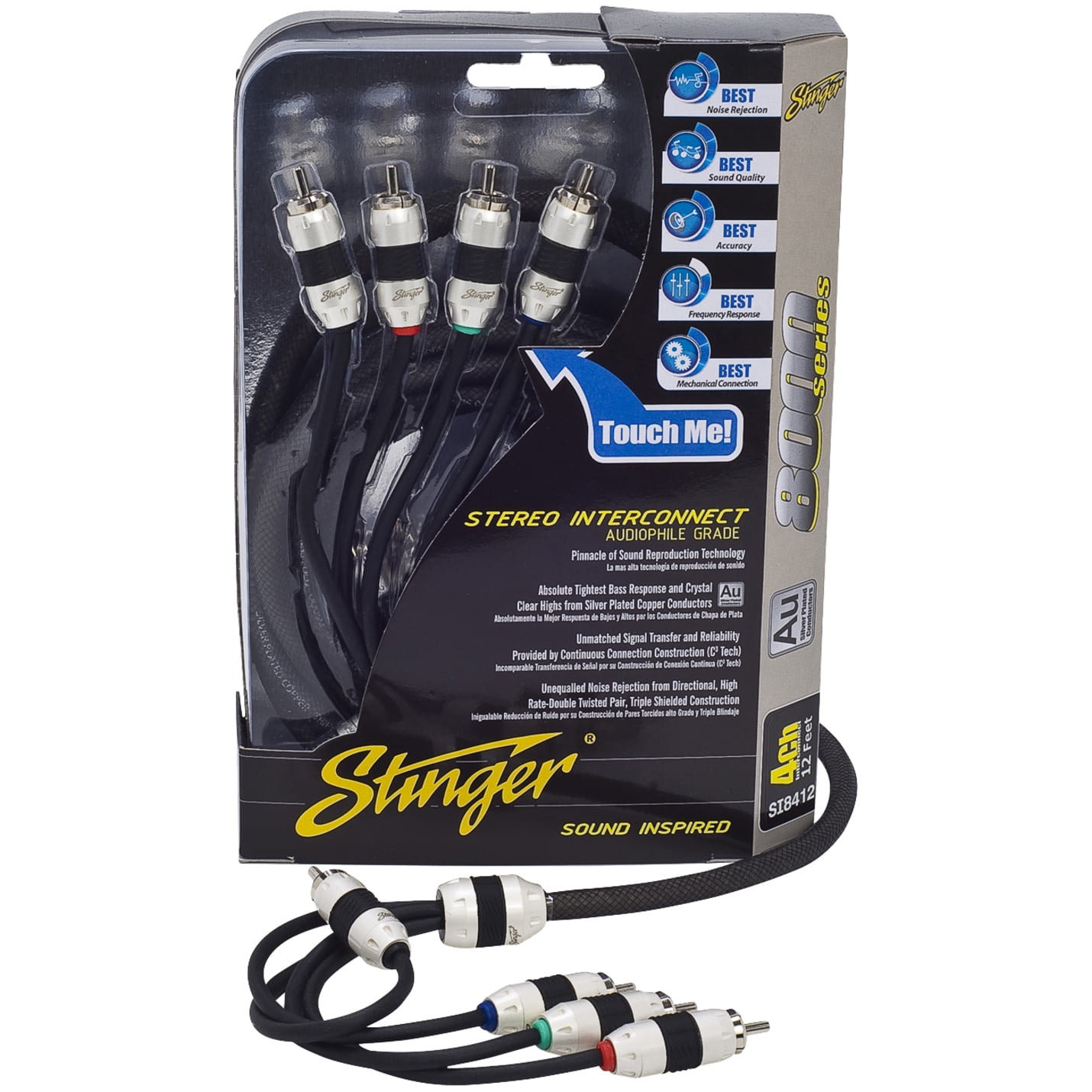STINGER SI4612 4000 SERIES 6 CHANNEL RCA INTERCONNECT CABLE 12 FEET FT STEREO 
