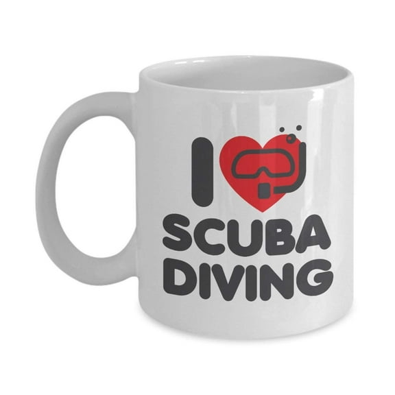 I Love Scuba Diving With A Cute Diver's Heart Coffee & Tea Gift Mug Cup For A Master Diver Or Dive Instructor Dad