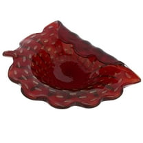 GlassOfVenice Murano Glass Bullicante Leaf Bowl - Red
