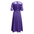 thumbnail image 5 of HNMKIU Plus Size Floral Print Chiffon Dress Short Sleeve Loose Fit for Evening and Daily Dresses for Women Purple,M, 5 of 5