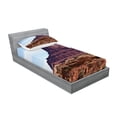 thumbnail image 2 of Ambesonne Landscape Fitted Sheet & Pillow Sham Set, Grand Canyon Cliff, Twin, Brown, 2 of 2