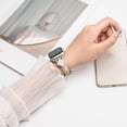 thumbnail image 5 of ELEHOLD Luxury Elegant Slim Leather Bling Women Strap Replacement Band Compatible for Apple iWatch Series SE/9/8/7/6/5/4/3/2/1 Ultra 1/2 42/44/45/49mm,Khaki, 5 of 7
