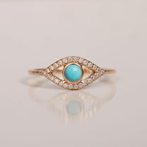 Turquoise and Diamond Evil Eye Gamstone Ring, Alternate Ring, Dalicate Handmade Jewelry, 925 Starling Silver Rings, Bridesmaid Gift Women, Anniversary Gift Jewelry,