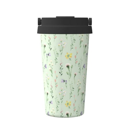 

Fuzoiu Wildflower Watercolor 5 Print Stainless Steel Travel Mug Vacuum Insulated Coffee Travel Mug Reusable Coffee Cup for Hot and Cold